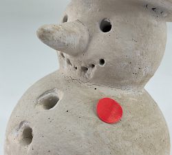 Open Box: Terracotta Snowman Stocking Holder - White