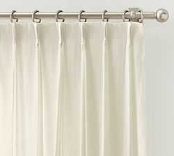 Open Box: Belgian Flax Linen Pinch Pleat Light Filtering Curtain (50"W x 96"L) -  Classic Ivory
