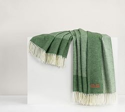 Open Box: Lands Downunder Border Herringbone Throw (51"W x 67"L) - Olive