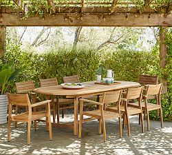 Nassau Teak Oval Extendable Outdoor Dining Table (59"-118")