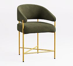 Open Box: Baldwin Leather Metal Counter Stool (24.5") - Keystone Moss, Brass Base