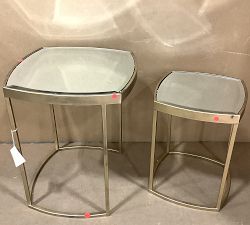 Open Box: Clara Square Glass Nesting Tables, Set of 2 - Antique Gold