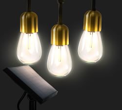 Open Box:  Brass Solar Hanging String Lights - 28'