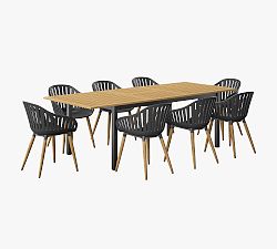 Open Box: Santa Ana 9-Piece FSC® Eucalyptus Rectangular Dining Table with Sinclair Dining Armchair Set - Mixed Black