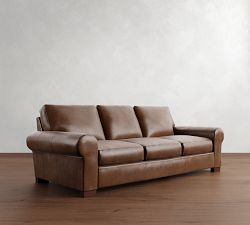 Turner Roll Arm Leather Sleeper Sofa (64"&ndash;88")