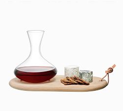Oak Cheese Board &amp; Wine Carafe Set