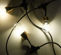 Open Box:  Brass Solar Hanging String Lights - 28'