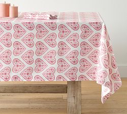 Heart Block Print Organic Cotton Tablecloth