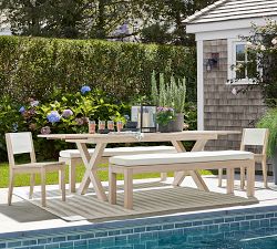 Indio Eucalyptus X-Base Extendable Outdoor Dining Table (77"-102")