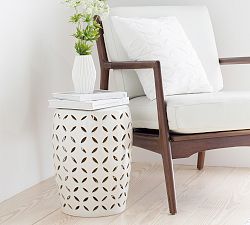 Mateo Ceramic Round Outdoor Accent Table (14")
