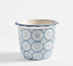 Open Box: Kravet Medallion Cachepot, Medium, 6.5"H - Cornflower Blue