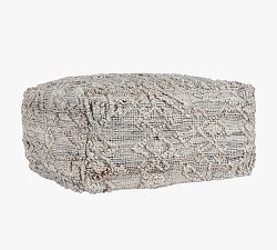 Open Box: Ranya Handwoven Outdoor Pouf, 24" x 24" x 12" - Gray Multi