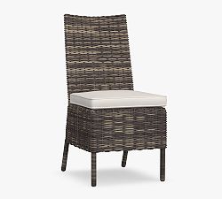 Open Box: Torrey All-Weather Wicker Dining Side Chair with Cushion, Charcoal Gray