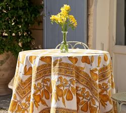 Pear Blockprint Cotton Tablecloth