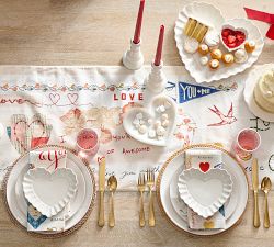 Heirloom Scalloped Heart Stoneware Appetizer Plates - Set of 4