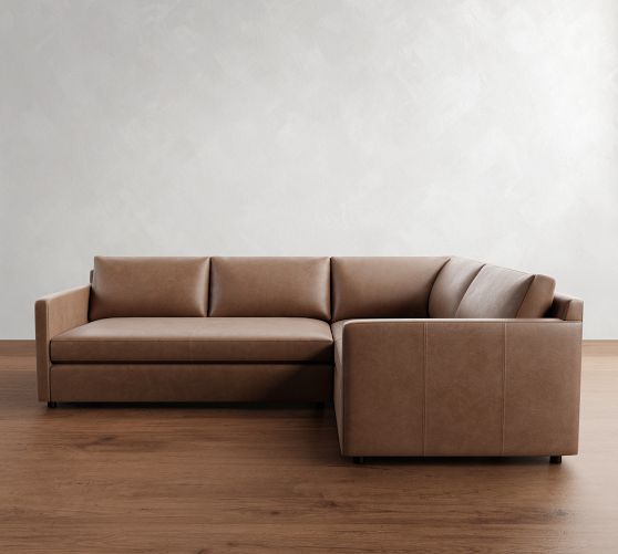 Pacifica Slim Arm Leather 3-Piece Sectional (106")