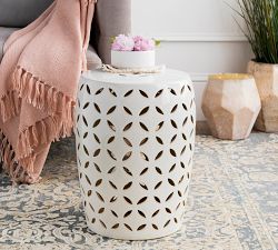 Mateo Ceramic Round Outdoor Accent Table (14")