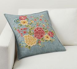 Evelyn Floral Embroidered Pillow