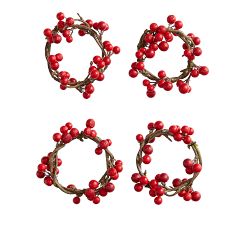 Holly Berry Napkin Rings, Set of 4
