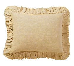 Open Box: Belgian Flax Linen Fringe Ruffle Sham, Standard, Set of 2 - Daffodil