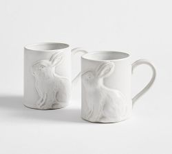 Rustic Bunny Stoneware Mugs