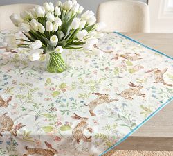 Bunny Embroidered Cotton Table Throw