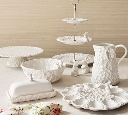 Floral Bunny Stoneware Cake Stand