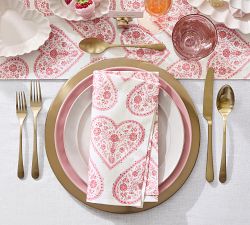 Heart Block Print Organic Cotton Napkins - Set of 4