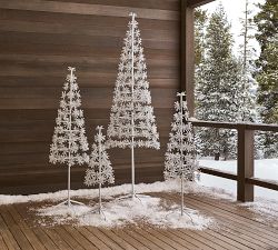 Lit Twinkling Cluster Snowflake Tree with Blue Flash