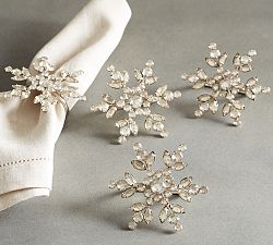 Jeweled Snowflake Napkin Rings, Set of 4