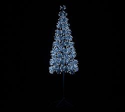 Lit Twinkling Cluster Snowflake Tree with Blue Flash