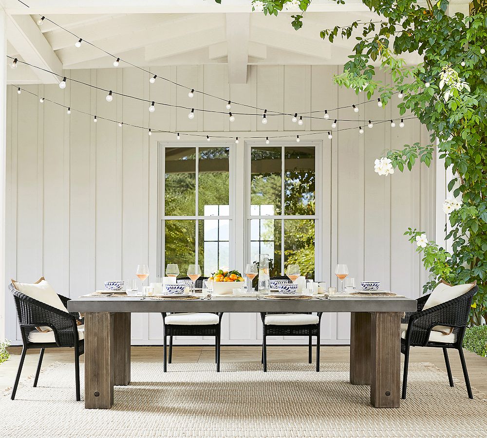 Abbott Concrete & Acacia Chunky Leg Outdoor Dining Table (96")