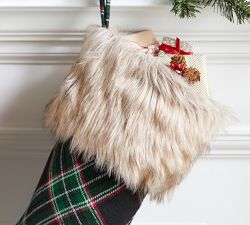 Faux Fur Plaid Stockings