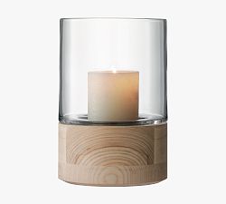 Neutral Two-Tone Glass Hurricane Candle Holder