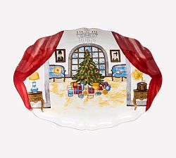Nutcracker Handcrafted Stoneware Party Scene Oval Platter