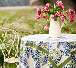 Wisteria Blockprint Cotton Tablecloth