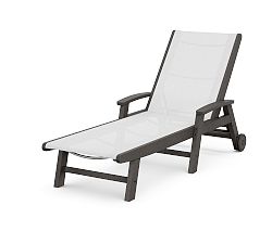 Polywood Outdoor Sling Chaise with Wheels &amp; Arms