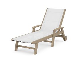 Polywood Outdoor Sling Chaise with Wheels &amp; Arms