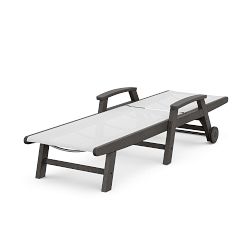 Polywood Outdoor Sling Chaise with Wheels &amp; Arms