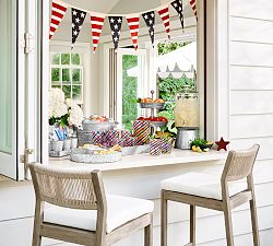 Indio Coastal Mahogany &amp; Rope Outdoor Barstool