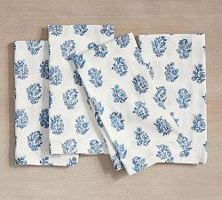 Sophia Floral Block Print Cotton Napkins - Set of 4