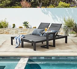 Malibu Metal &amp; Mesh Outdoor Double Chaise Lounge