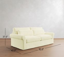 PB Comfort Modern Roll Arm Deep Seat Slipcovered Sofa (67"-122")