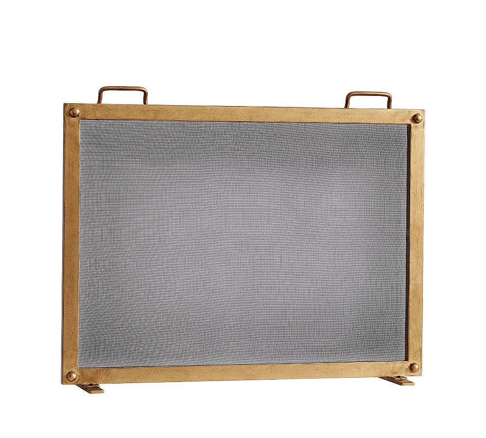 Industrial Fireplace Screens - Small 38", Brass