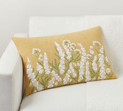 Open Box: Grace Floral Embroidered Lumbar, 16 x 26" - Yellow Multi