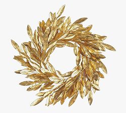 Faux Gold Bay Leaf Wreath, 32"