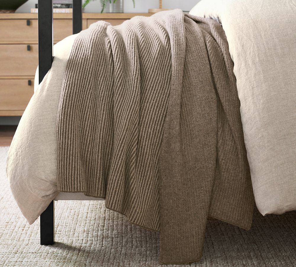 Reversible Rib Blanket - Flax, One Size