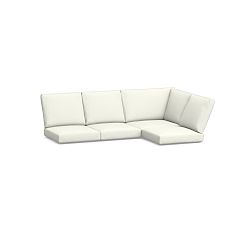 Malibu Sectional 4pc Cushion- 1 Corner/3 Armless/LA/RA, High Performance Canvas; White