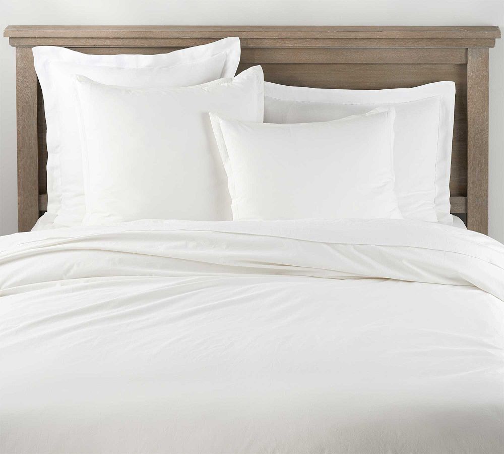 Soft Washed Organic Percale Duvet Cover - White, King/Cal. King