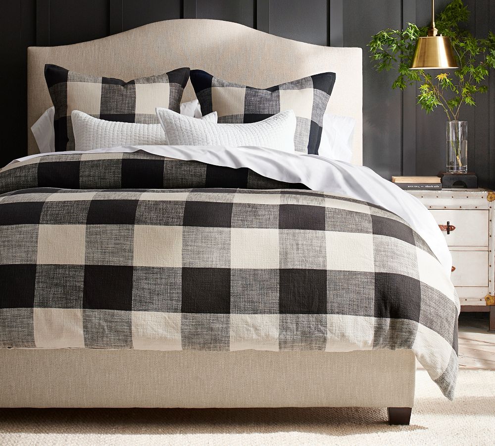 Bryce Buffalo Check Cotton Duvet, Charcoal, King/Cal. King